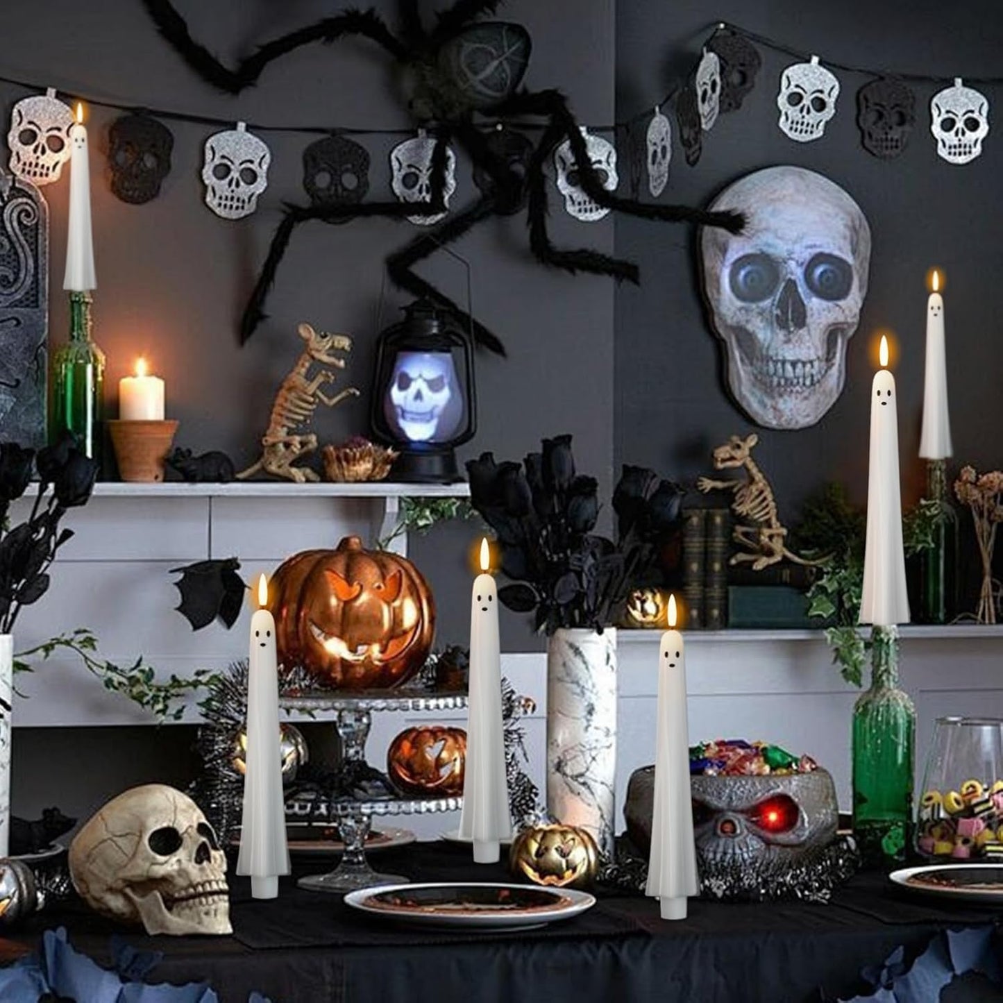 Ghost Flameless Taper Candles with Remote and Timer