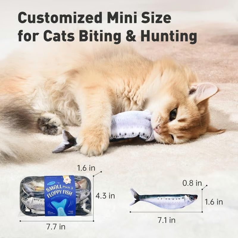 ⚡Super Fast Delivery⚡🐟 Realistic Flopping Fish Cat Toys – 3 Pack (Sardine / Saury / Yellow Croaker)