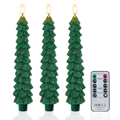 Christmas Tree Flameless Taper Candle Lights with Remote Control and Timer