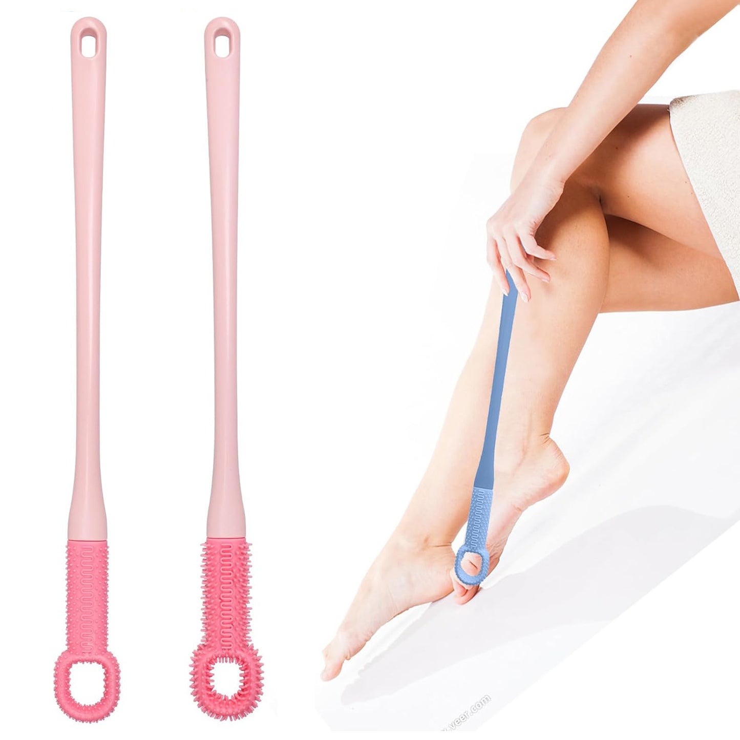 Long Handled Silicone Toe Cleaning Brush Set
