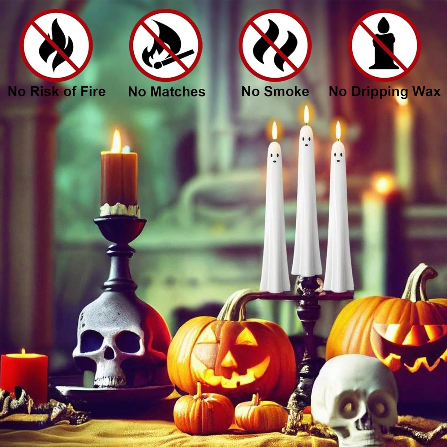 Ghost Flameless Taper Candles with Remote and Timer