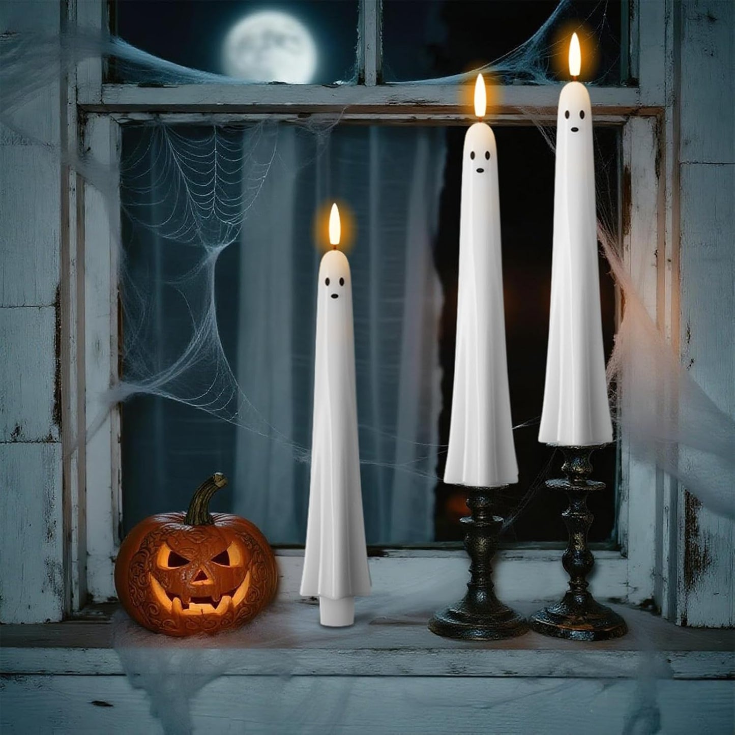 Ghost Flameless Taper Candles with Remote and Timer