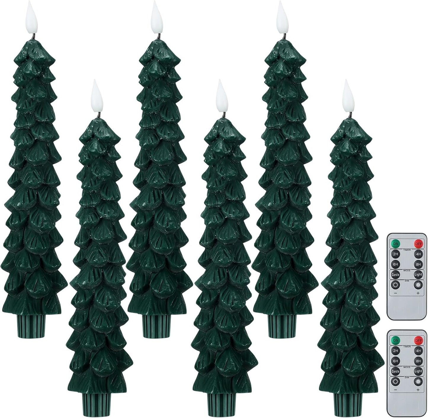 Christmas Tree Flameless Taper Candle Lights with Remote Control and Timer