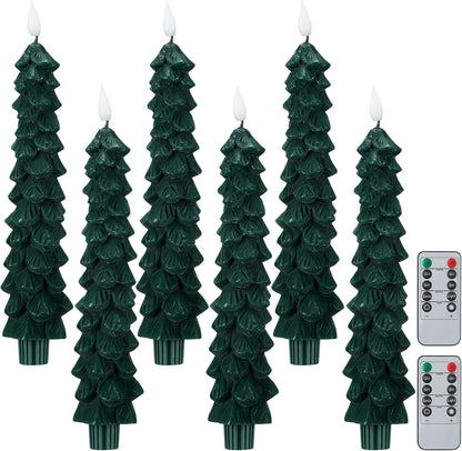 Christmas Tree Flameless Taper Candle Lights with Remote Control and Timer