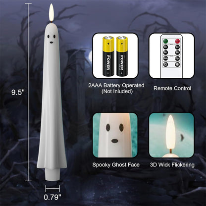 Ghost Flameless Taper Candles with Remote and Timer