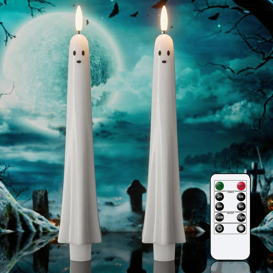 Ghost Flameless Taper Candles with Remote and Timer