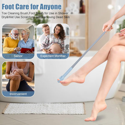 Long Handled Silicone Toe Cleaning Brush Set
