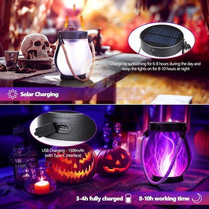 Halloween Outdoor Waterproof Hanging Solar Flame Lantern