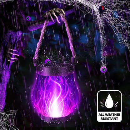 Halloween Outdoor Waterproof Hanging Solar Flame Lantern