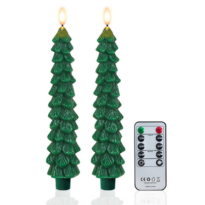 Christmas Tree Flameless Taper Candle Lights with Remote Control and Timer